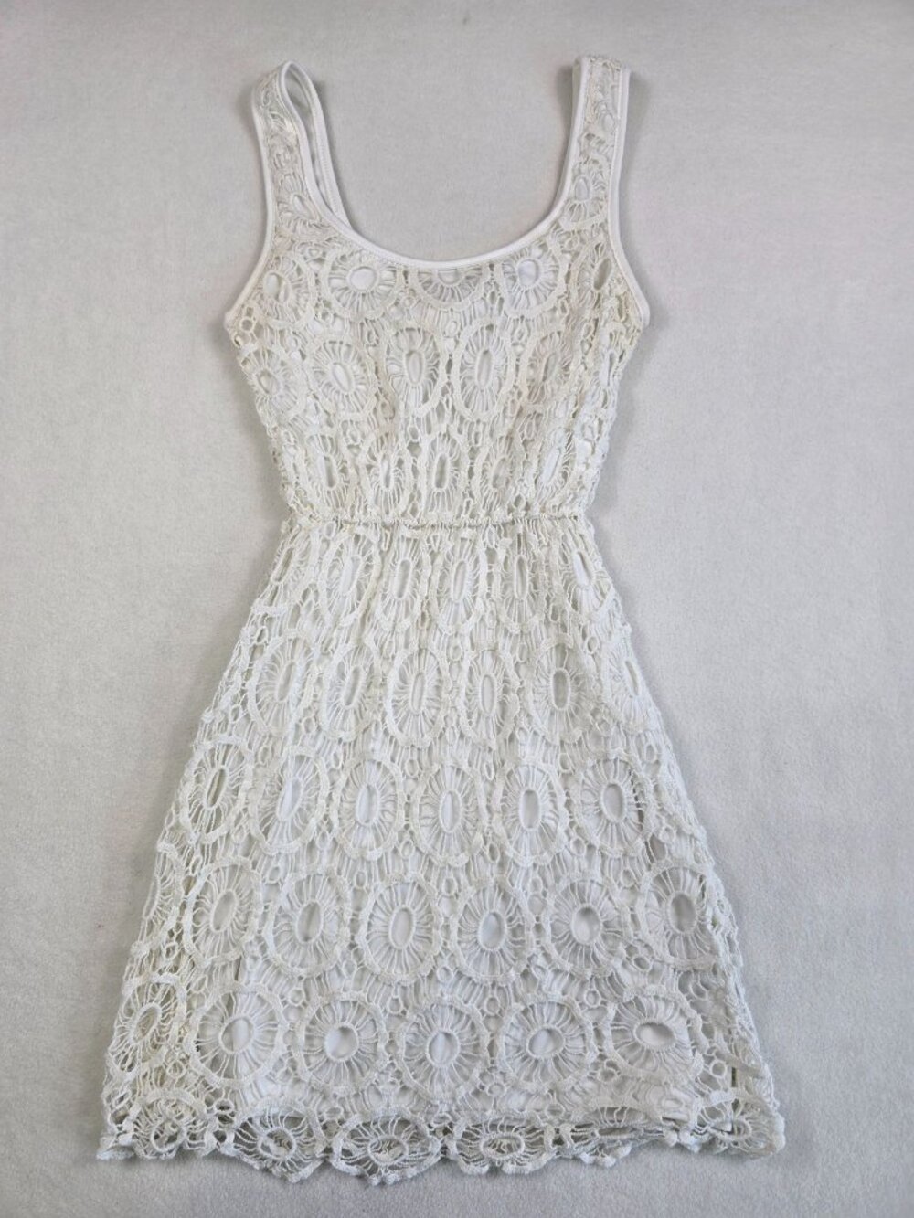 Lauren Conrad 6 Small White Crochet Sleeveless Dress Boho